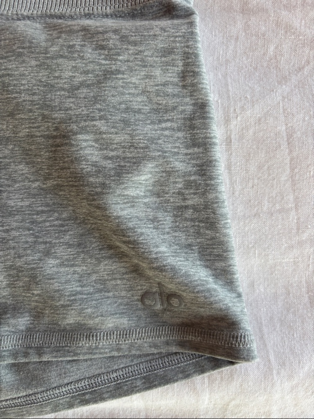 ALO Yoga Heather Gray High-Rise Ribbed Waist Bike Shorts - Picture 2 of 4